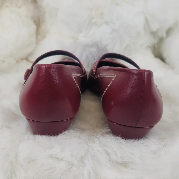 Crimson Kitten Heels w/ Button Strap